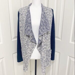 Dahlya Open Front Draped cardigan Navy/white
